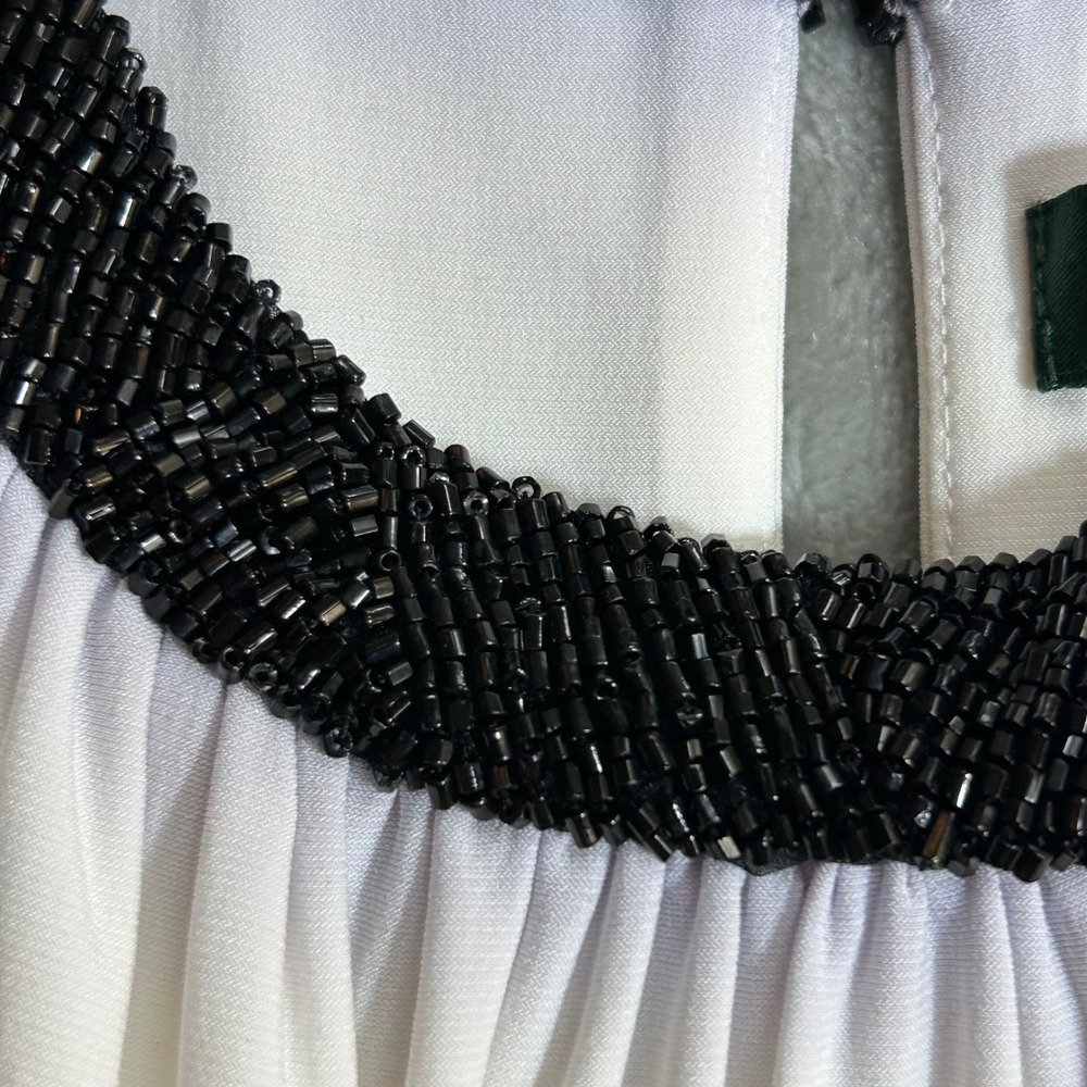 Lauren Ralph Lauren Evening Beaded Halter Color Block Maxi Gown Black White 6 - Picture 5 of 14